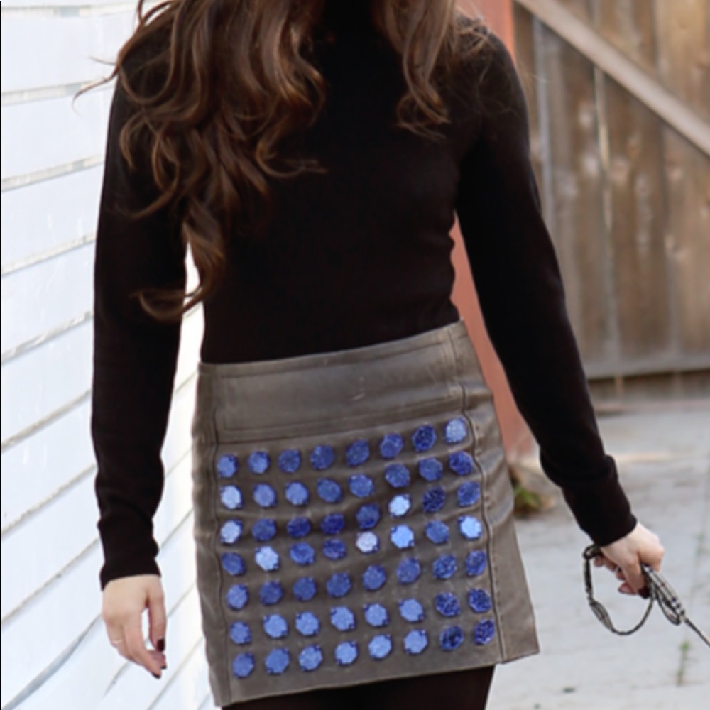 Kelly Wearstler Leather Stone Skirt New 💯 Sz 8